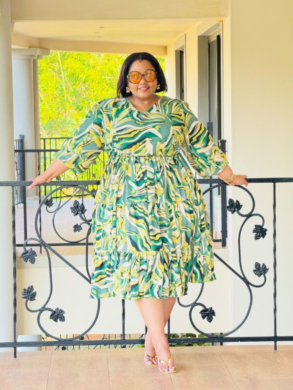 Model wearing the Morrocaine dress from Phat Galz Boutique